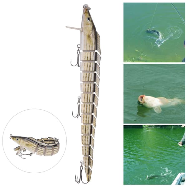 Fiskedrag Hård Swimbait Crankbait med Treblekrok Flera Segment (B)