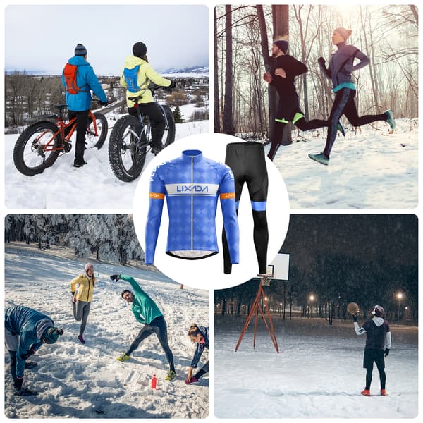 Lixada Cykelklädesset med Långärmad Tröja och 3D-vadderade Byxor