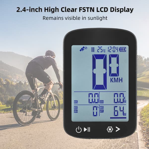 Trådlös GPS-cykeldator med tydlig 5-stjärnig display, IPX6-positionering, uppladdningsbart batteri