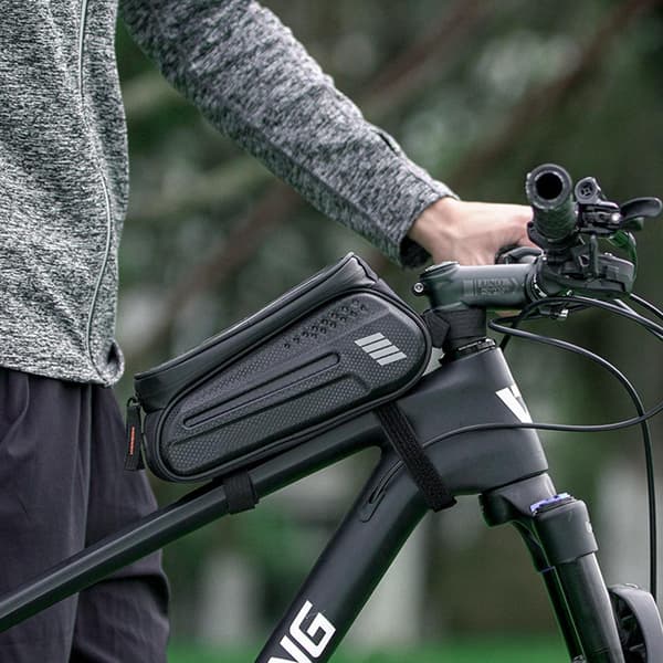 Vandtæt cykeltelefontaske med touchskærm og frontrammemontering