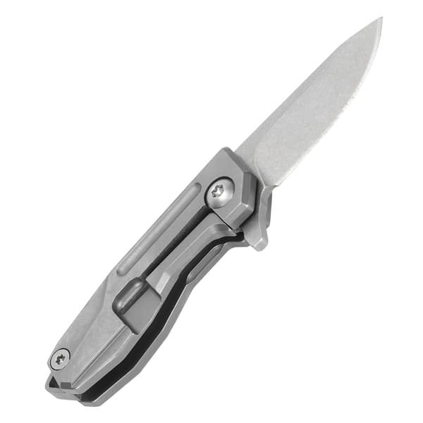 Mini foldekniv lavet af titaniumlegering med D2-klinge, nøglering og grå kæde