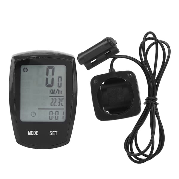 Cykelcomputer med belyst touchskærm, kablet speedometer, cykeltilbehør, sort PVC