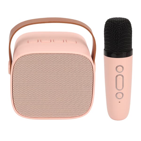 Bärbar Mini Bluetooth Karaokemaskin med Trådlös Mikrofon för Vuxna och Barn, Rosa, 2000mAh