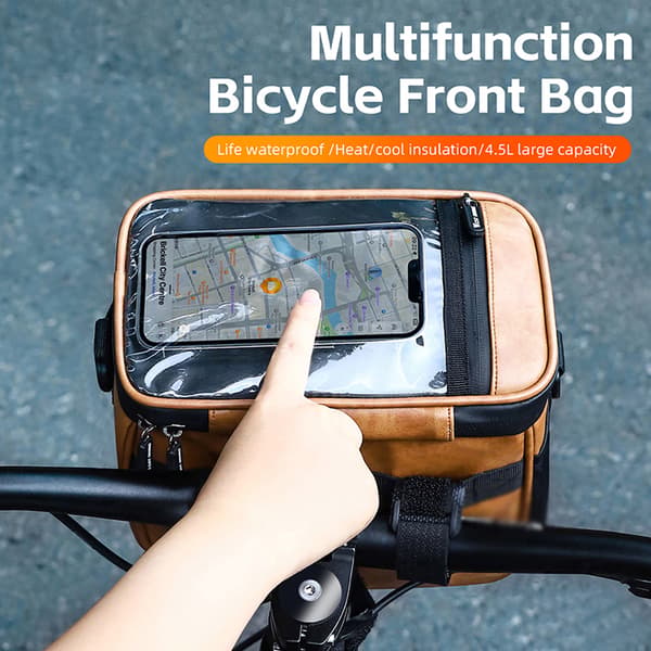 Cykel Forpose, Termisk Isolering, 8\" Touchscreen, Vandafvisende, 4.5L, PU Læder