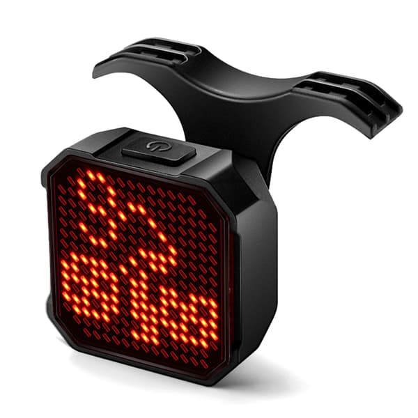 Smart oppladbart LED-sykkelbaklys med bremsesensor, IP66-beskyttelse og app-kontroll.