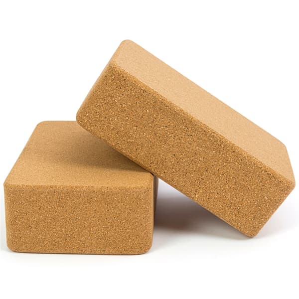 Korkyogablock med justerbart stretchbälte, 2-pack, träkorkblock