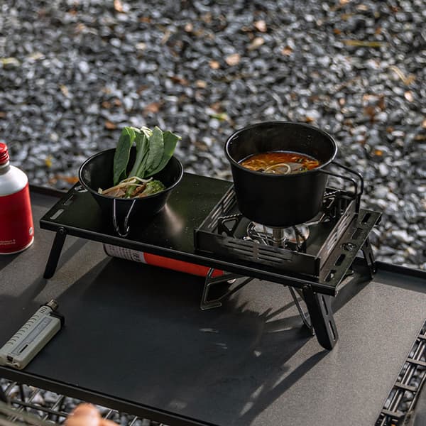 Lite bærbart sammenleggbart campingbord, rustfritt stål, 5 kg lastekapasitet, med oppbevaringspose
