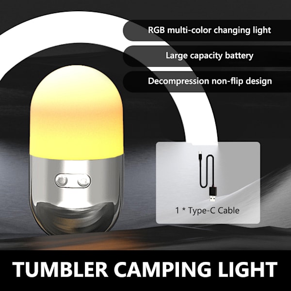 Bærbar oppladbar LED-campinglykt med flere moduser for camping og dekorasjon