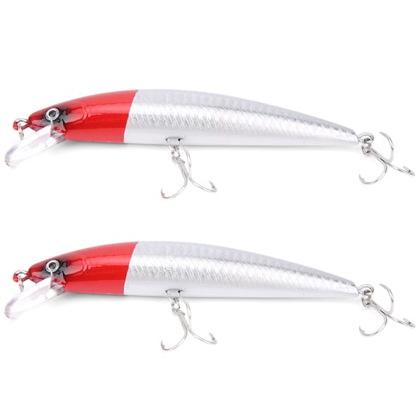 2 st sjunkande Minnow-drag med tungplatta, 3D-ögon, vass krok, ABS, #5