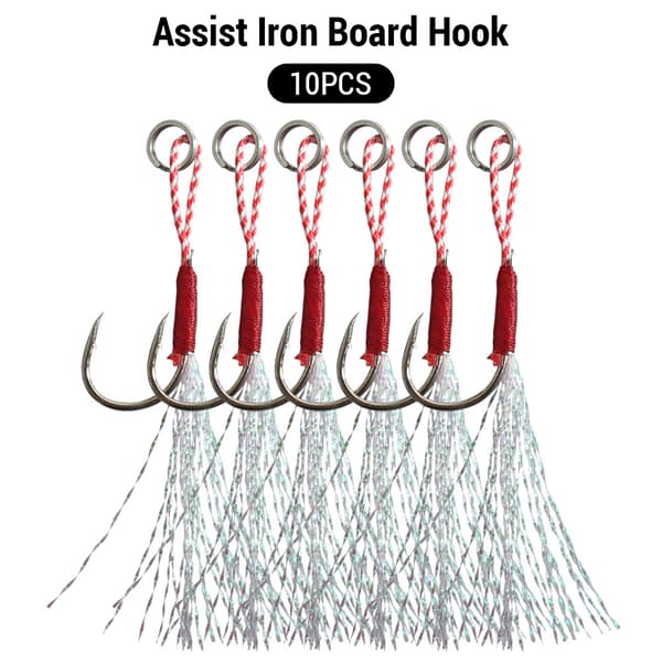 Fiskekrokar Slow Jigging Assist Hook med fjäder UV Högkolstål 10st