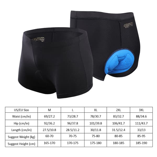 Unisex Cykelunderbukser med 3D-polstring, åndbare, hurtigtørrende, polyester-spandex