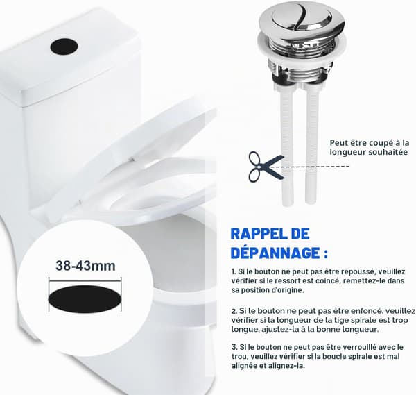 38 mm reservdelar för dubbelspolande toalett, 2-pack