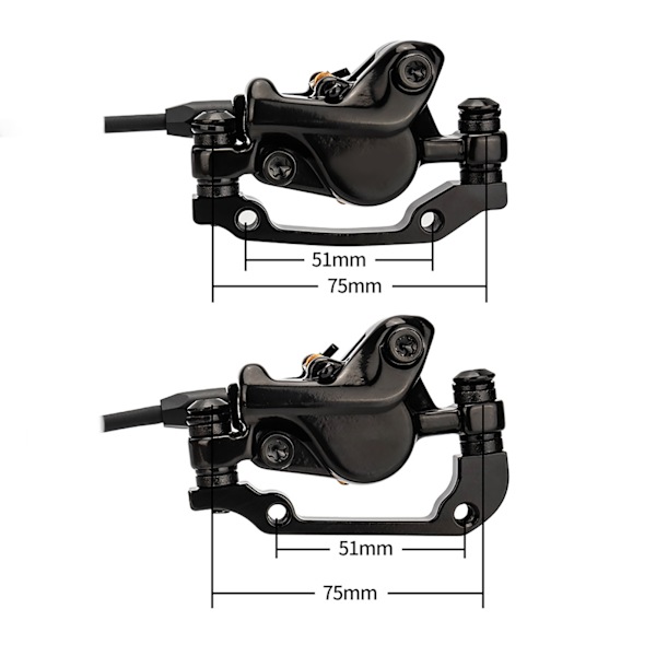 Hydraulisk bromssats för mountainbikes, 2 kolvar, vänster fram