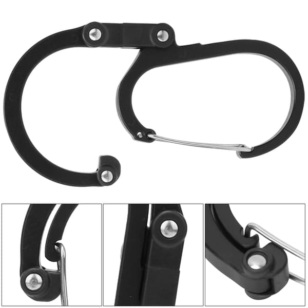 Aluminium D-ring karbinhake för camping, klättring, säkerhet, utomhusutrustning, snabbkoppling, svart