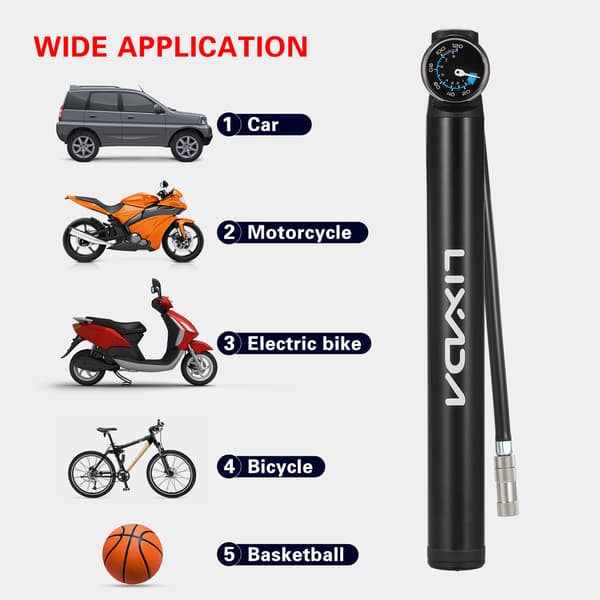 Mini elektrisk luftpumpe til cykler med trykmåler, 120PSI, USB genopladelig, MTB