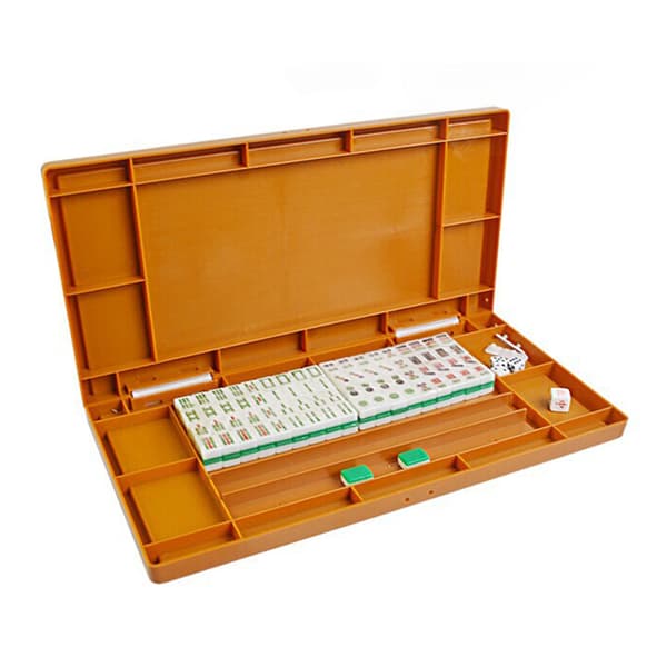 Mini Mahjong-set med bärbart hopfällbart bord för resor och familjefritid