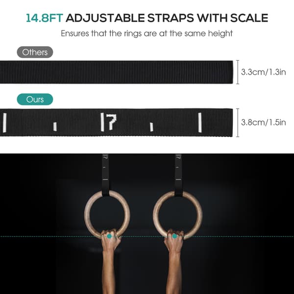 Trägymnastikringar med justerbara remmar för hemmaträning, gym, helkroppsövningar med pull-ups