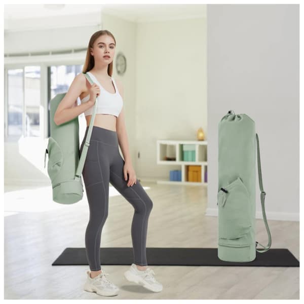 Bärbar yogamatta-väska med flaskficka, våtficka, justerbart gymbälte