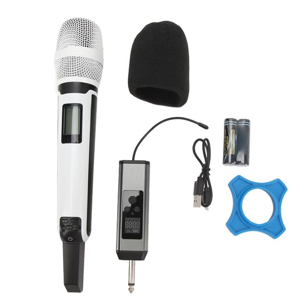 UHF trådlös mikrofon, metall, dynamisk kardioid brusreducering, för karaoke, stabil överföring, vit