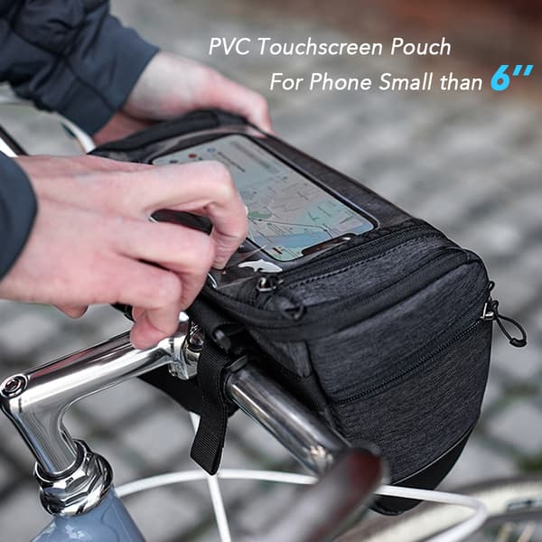 Frontcykeltaske med holder til 6-tommer touchscreen mobiltelefon