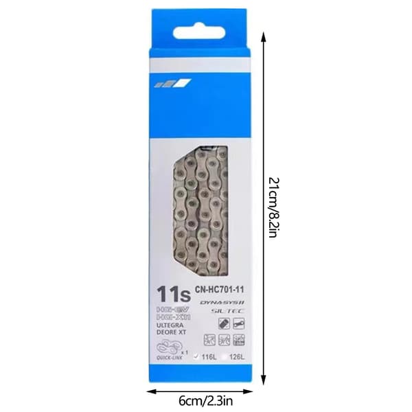 11-gears cykelkæde med 116 led til MTB/landevejscykel med Quick Link-forbinder