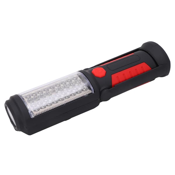 LED arbeidslommelykt med magnetisk base, 2 lysmoduser, USB oppladbar, for verksteder og garasjer, rød