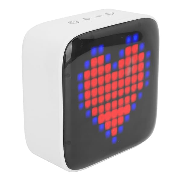 Bærbar Mini Retro Bluetooth-højttaler med farverige LED-lys, Pixel-stil, IPX6, Grå