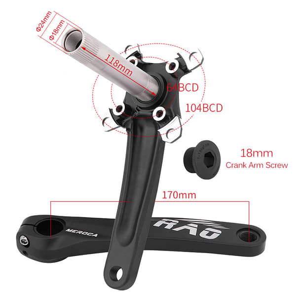 MTB Cykellageruppsättning 170 mm 104BCD Aluminiumlegering för 8-12 växlar