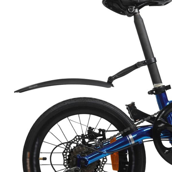 Sett med skjermer foran og bak for sammenleggbare MTB-sykler med refleksstriper.