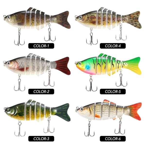 Leddelt 7-segment Crankbait fiskelokkemiddel med realistisk 3D-krog til bas, gedde og sandart.