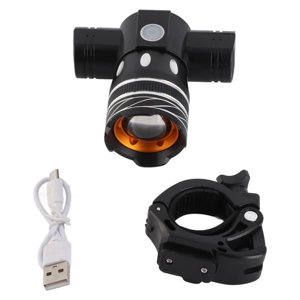 Oppladbar USB T6 LED sykkelhodelykt, vannavstøtende, aluminium ABS