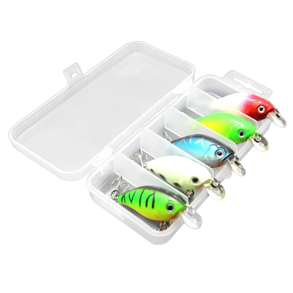 5 stk. Hard Baits Crankbaits Fiskelokker med Opbevaringsboks