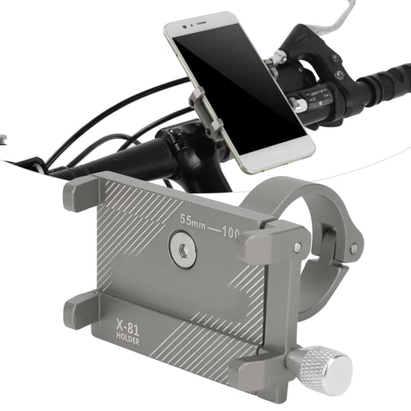 Justerbar cykeltelefonholder i aluminiumslegering med navigation og sikker montering, titaniumfarve