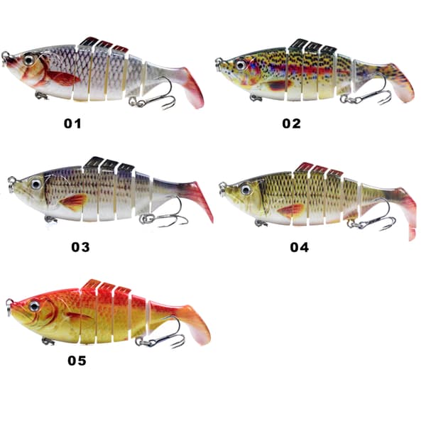 Fiskedrag 10cm 16.5g 6 segment med 3D-ögon trekrok för abborre öring sötvatten och saltvatten