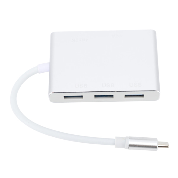5-i-1 USB-C Hub med USB 3.0, VGA, HD Multimedia Interface til bærbar computer, computer og mobiltelefon - Sølv