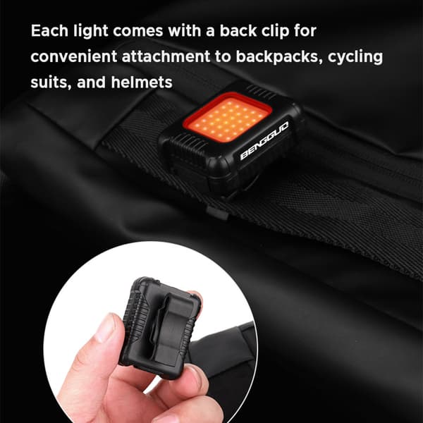 USB oppladbart LED-sykkellyssett foran og bak med 3 lysmoduser