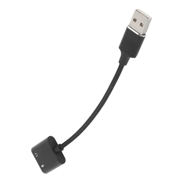 USB Plug and Play lydadapter, sort aluminium, USB til 3,5 mm lydkort, stationær bærbar computer