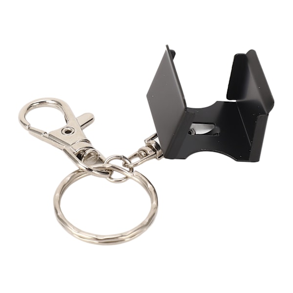 Billardkridtholder med nøglering, rustfrit stål, smudsafvisende, sort klips