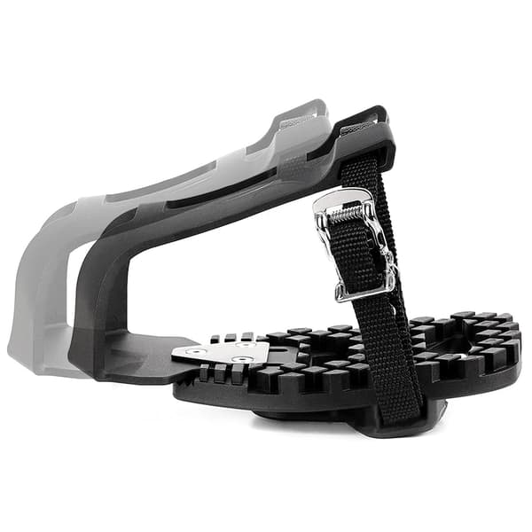 Cykelpedaler med clips og stropper kompatible med Peloton cykeladaptere, indendørs og udendørs.