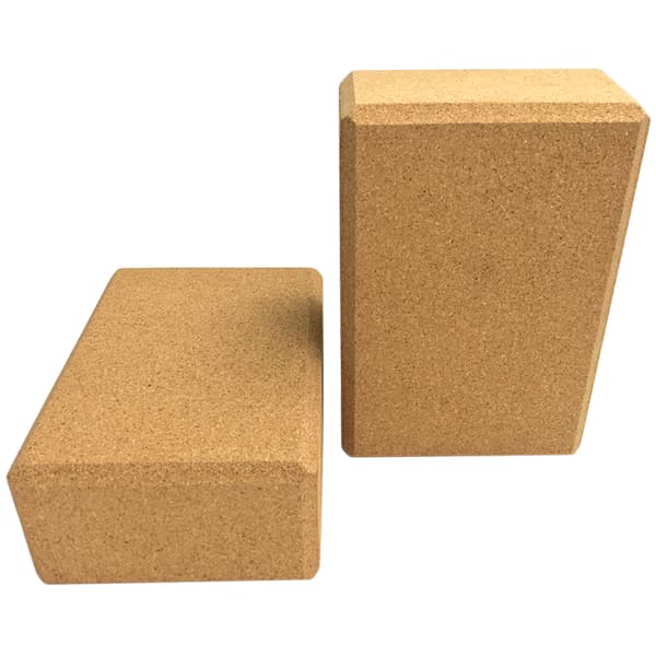Korkyogablock med justerbart stretchbälte, 2-pack, träkorkblock