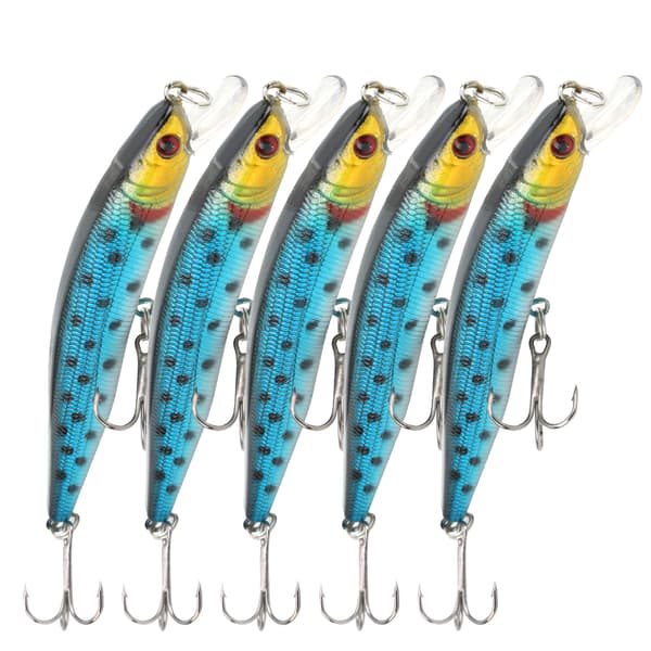 5 stk kunstig minnow-simuleringsagn med diskantkrok for fiske 10 cm 80 g