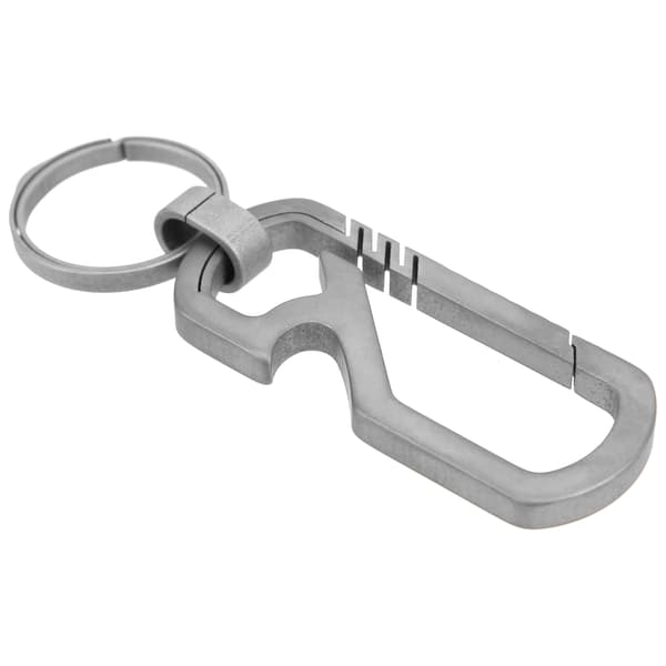 Multifunksjonell nøkkelring i titanlegering med utendørs flaskeåpner, klips og ring, grå