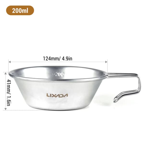 2 st Sierra campingmugg i rostfritt stål 200 ml med måttband för backpacking