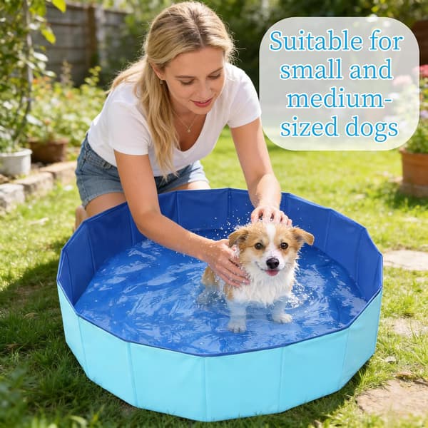 Hundepool, Hundebadekar, Foldbart PVC-bassin, Skridsikkert kæledyrsbadekar, 60 x 20 cm (L)