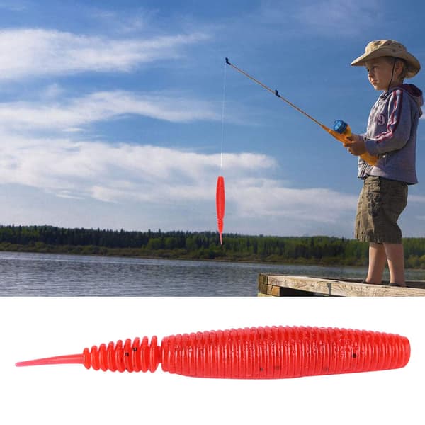 HENG JIA 5 STK Bløde Fiskelokker Orme 7g/9.8cm Plast Fiskelokker - Rød