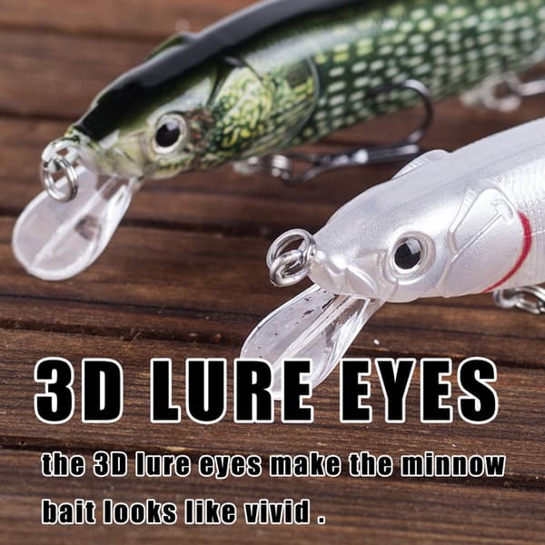 Synkende Minnow Swing Bait 12cm 13.3g med 3D-øjne til Basfiskeri