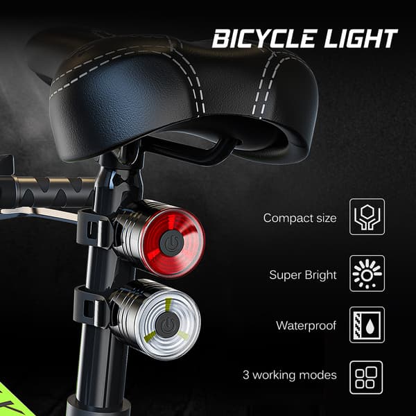 Lixada LED Sykkelbaklys, 200 Lumen, 3 Moduser, CR2032 Batteri, Værbestandig