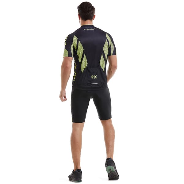 Cykeltrøje og shortsæt til mænd med korte ærmer og polstring
