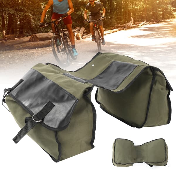 Grøn cykeltaske til mountainbikes, udendørs opbevaringstilbehør, stor kapacitet, polyester
