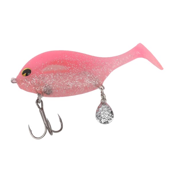 Blød PVC Fleksibel Lokkemad med Paillet til Hav og Floder, Pink Farve, 100mm